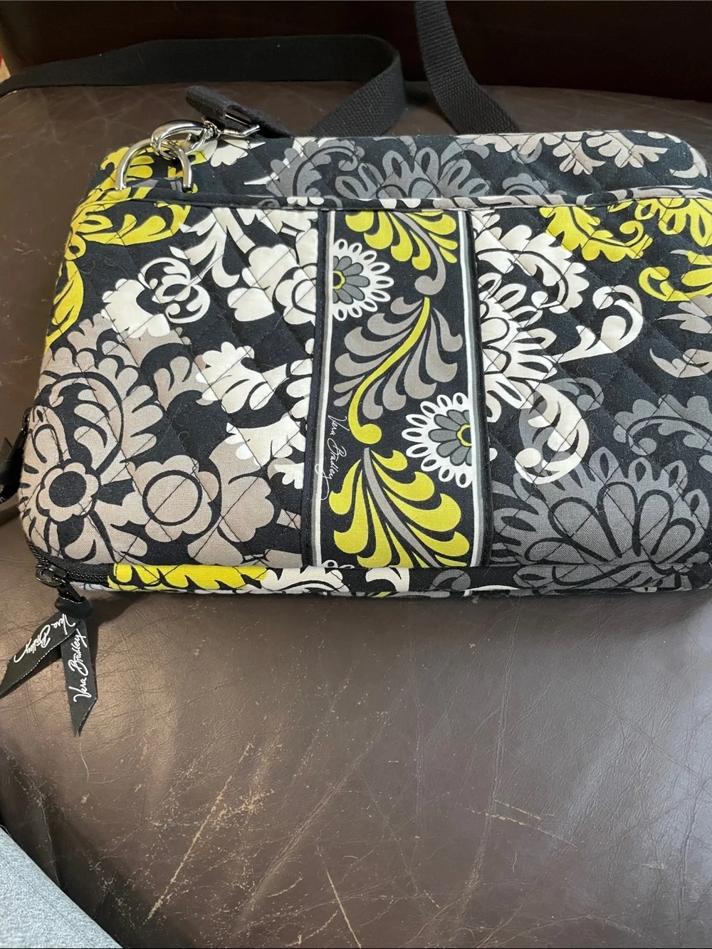 Vera Bradley IPad Case Quilted Floral Case in Yellow, Gray and Black